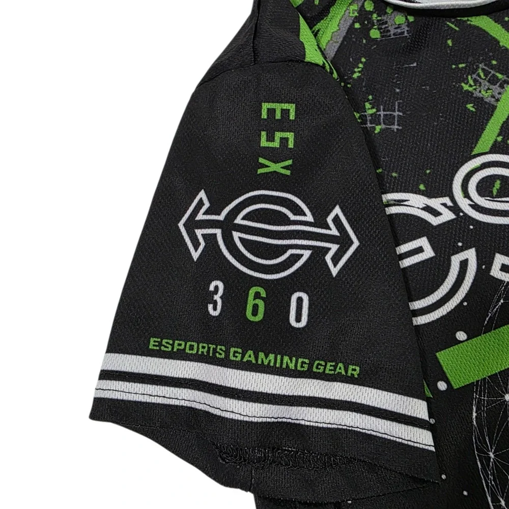 ESX360‎ Pullover Shirt Boys Black Green 10-12 Short Sleeve Graphic Print Gaming